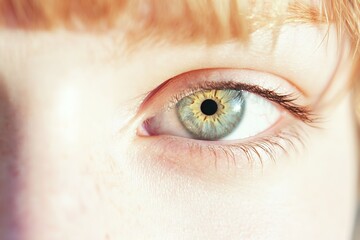 Fototapeta premium Close-up of green human eye with details of iris.
