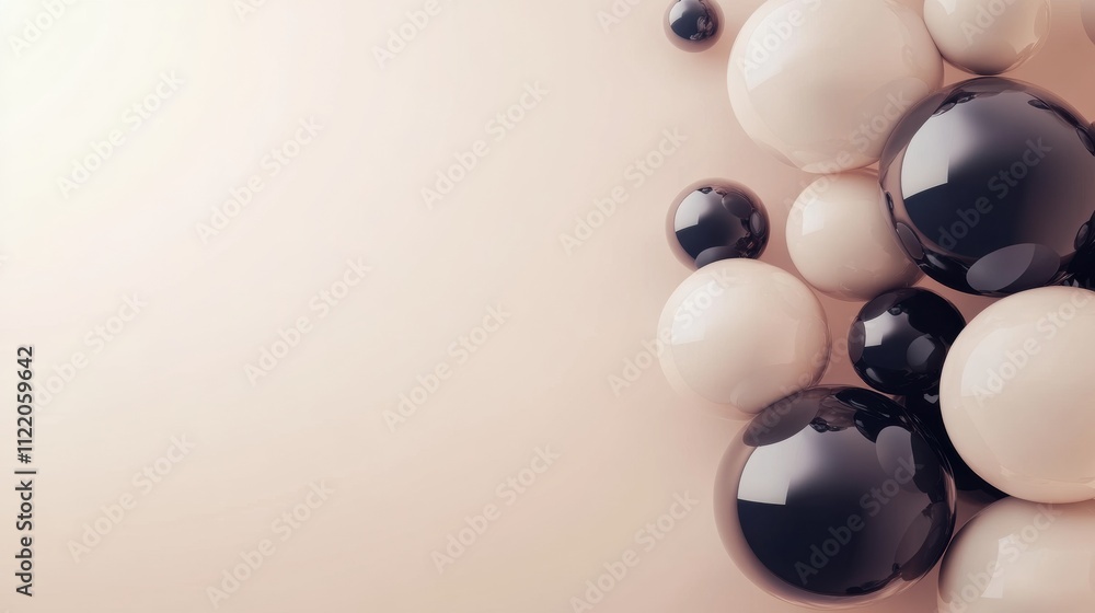 Aufkleber a captivating arrangement of 3d spheres in neutral and dark colors creates a striking visual effect,