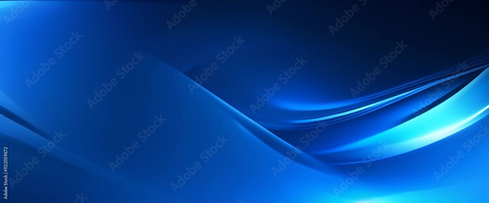 Poster futuristic blue wave technology animation in dark environment smooth flowing and dynamic digital wav