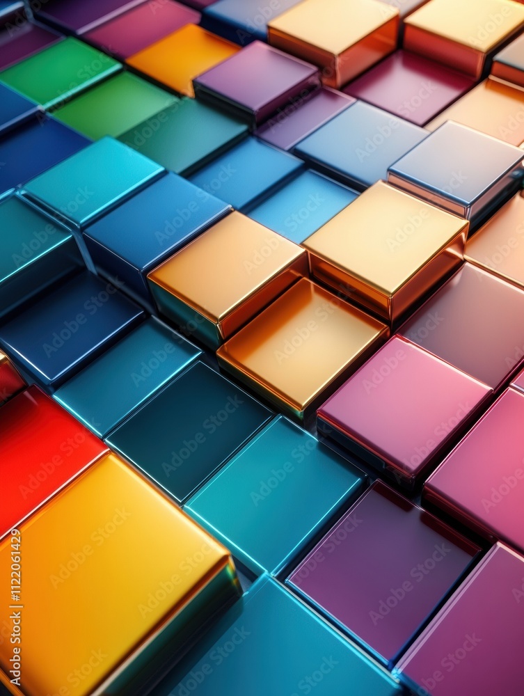 Poster a striking arrangement of colorful 3d squares creates an engaging abstract background perfect for cr