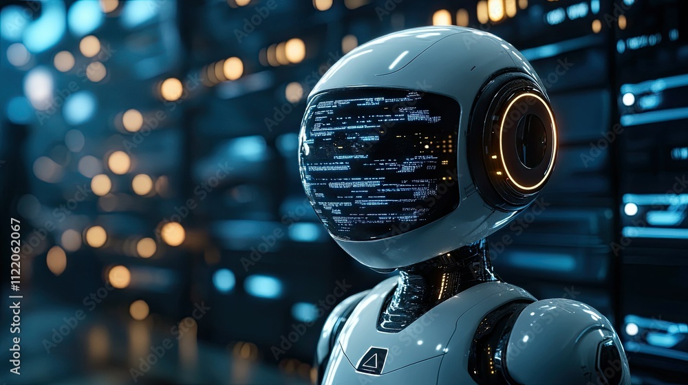 Poster artificial intelligence chat bot connected to computer processing unit