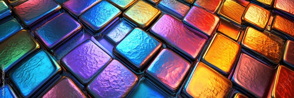 Poster vivid reflective tiles create an eye-catching abstract design with colorful textures, providing enou