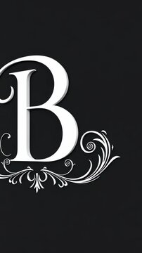 Elegant white letter B with ornate decorative elements on a dark background