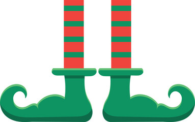 Christmas elf legs featuring whimsical green shoes with curled toes and vibrant red and green striped socks create a fun, festive touch for holiday themed designs and decorations