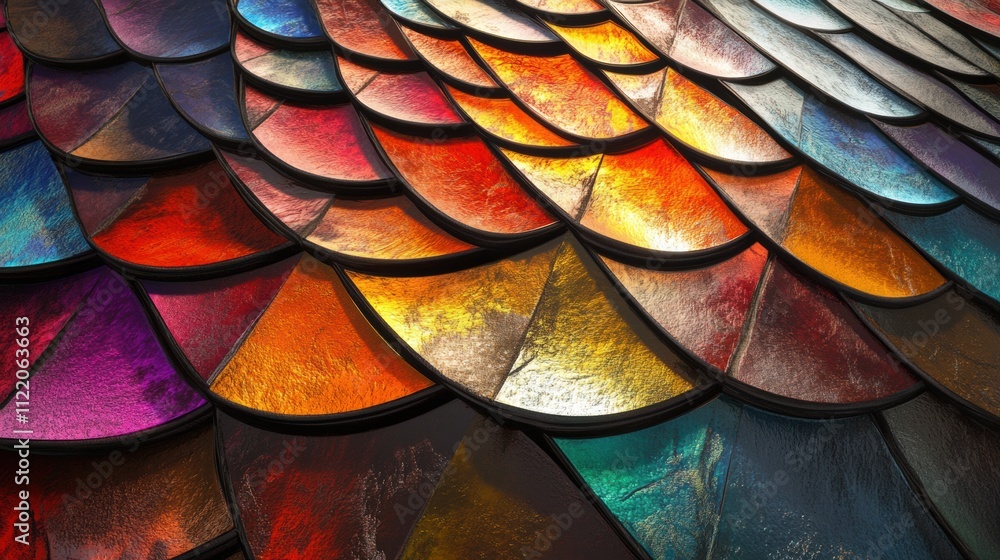 Poster vivid scales in various colors create a stunning abstract composition ideal for design projects and 