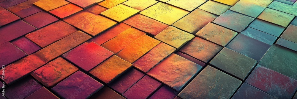 Aufkleber colorful textured tiles create a vibrant abstract background, offering ample copy space for creative