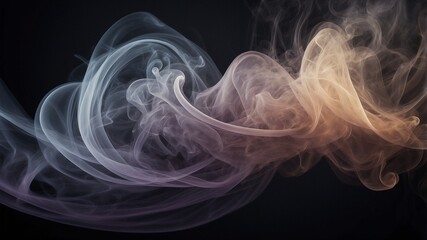 Obraz premium Elegant Swirls of Colourful Ethereal Smoke in Contrasting Colors on Black.