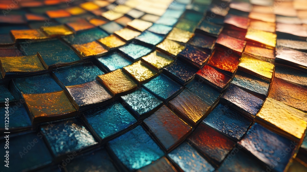 Poster colorful textured tiles create a vivid and dynamic abstract design, offering ample copy space for br