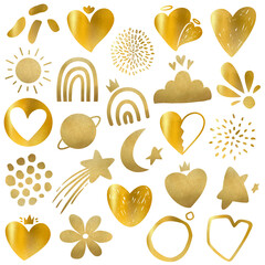 golden abstract shapes and symbols collection 