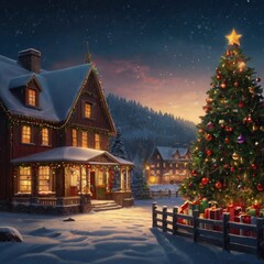 Fototapeta premium Christmas night in the city