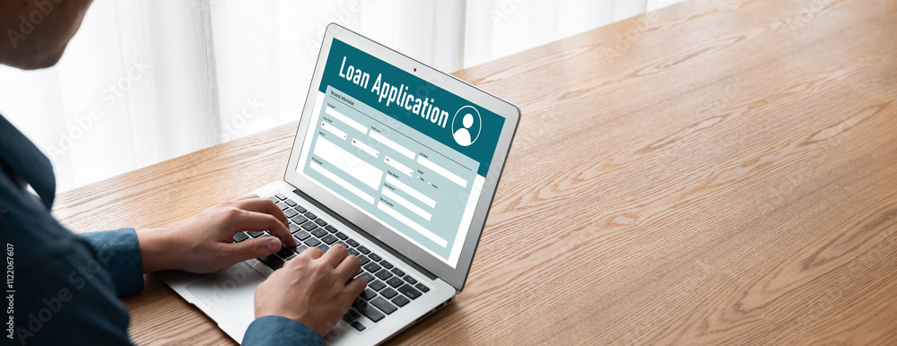 Poster online loan application form for modish digital information collection on the internet network