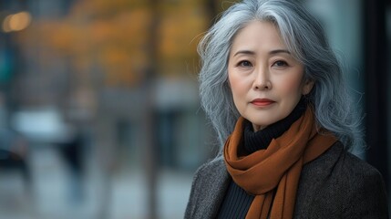 Portrait of a Serene Asian Woman in an Urban Setting