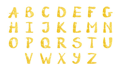 Modern handwritten gold shining font lettering in vector, cheerful, with a soft, plump, rounded font