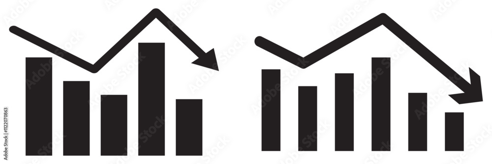 Poster analytics icon design template vector illustration. statistics icon set on black square. increase ba