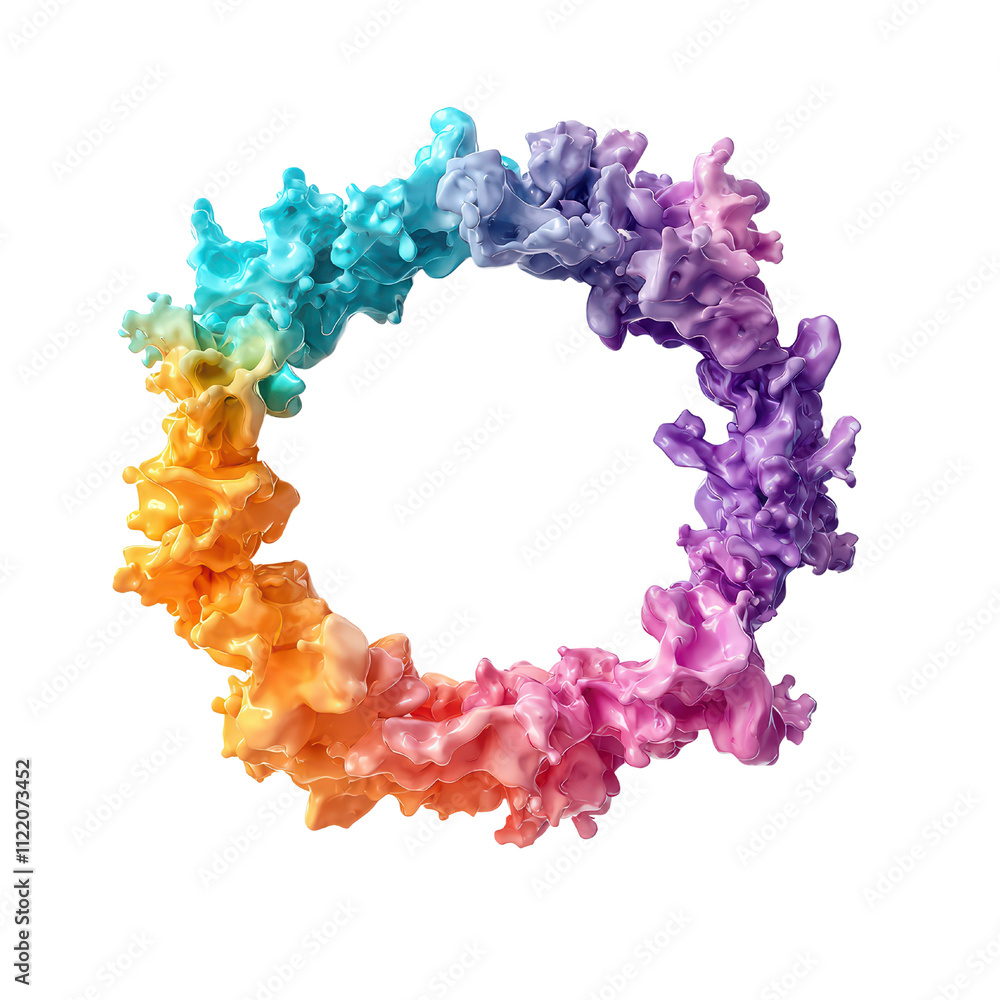 Poster colorful abstract circular shape with fluid textures and vibrant hues. this artistic design features