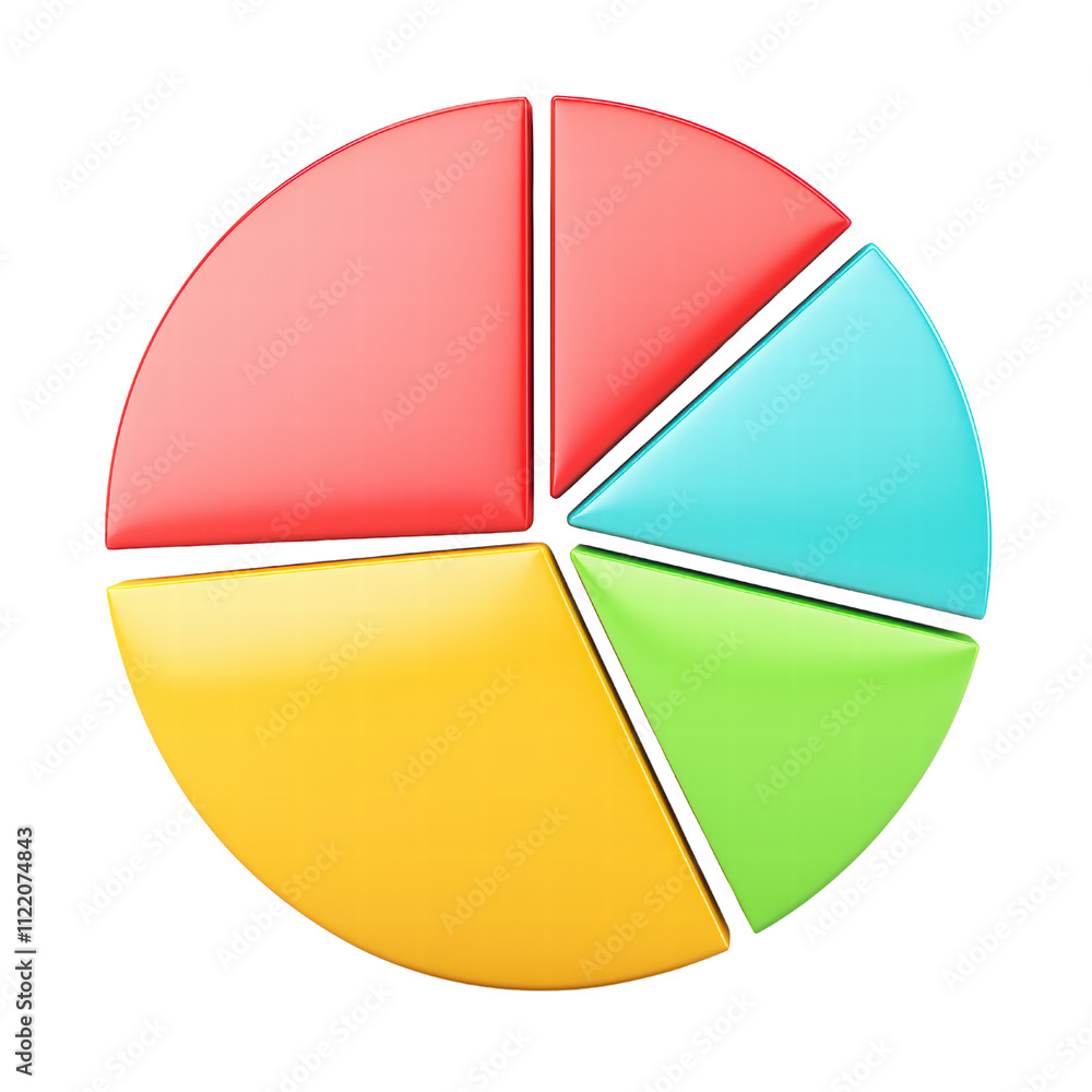 Aufkleber colorful pie chart with segments in red, yellow, green, and blue, representing data visualization an