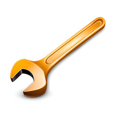 Bright golden wrench resting on a flat surface showcasing its design in a well-lit workspace