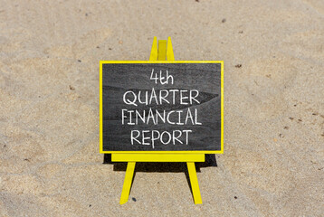 4th quarter financial report symbol. Concept words 4th quarter financial report on beautiful black...