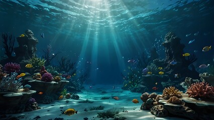 Underwater scene with sea bed in a magical fantasy