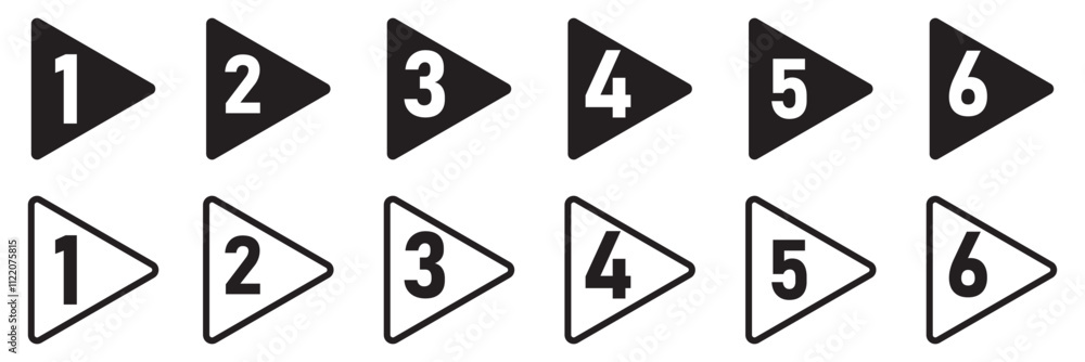 Poster number bullet point from one to twelve. colorful markers. modern flags points. vector illustration.