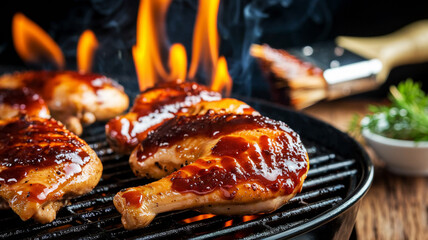Grilled barbecue chicken legs