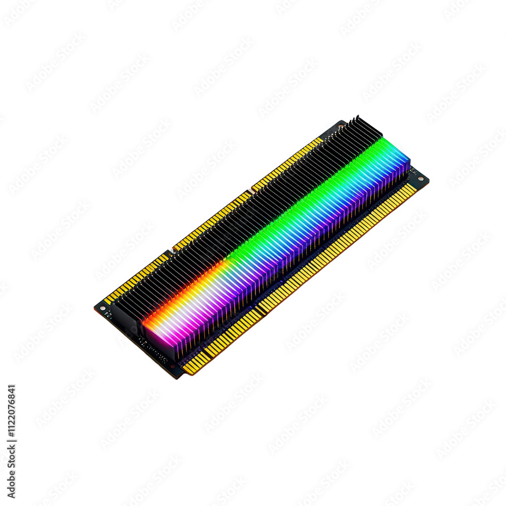 Poster colorful ram module with vibrant led lights, showcasing modern technology and design. ideal for gami