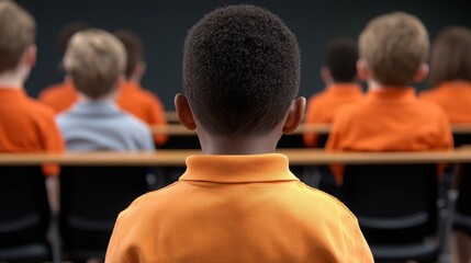 Subtle Racism and Isolation in Classroom: Black Boy Enters, Students Show Unease, Curiosity, and Judgment in a Cold Atmosphere