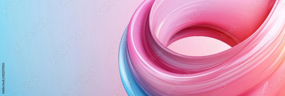Poster eye-catching 3d abstract swirl showcases smooth curves and a blend of pastel colors, providing ample