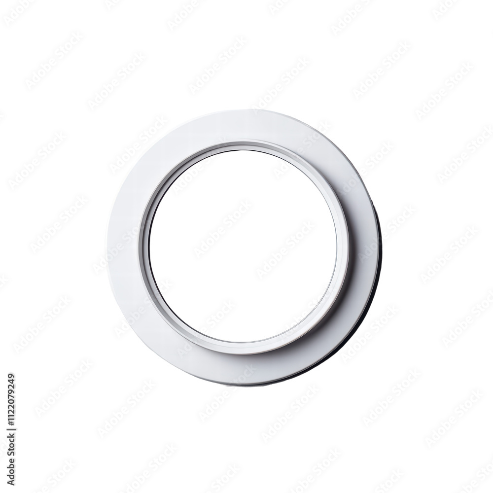 Poster white circular frame with smooth surface, ideal for displaying photos or artwork. perfect for modern