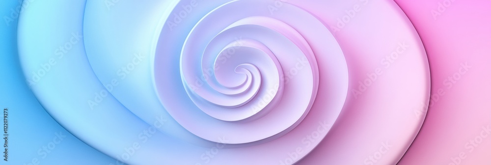 Poster vibrant 3d abstract spiral design features soft gradients, allowing for creative use of mockup space