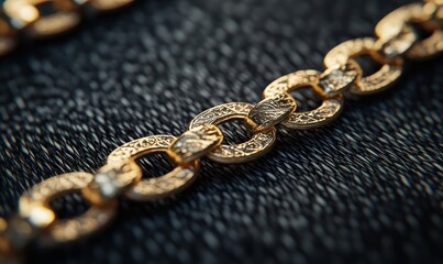 Metal chain with golden element, Generative AI