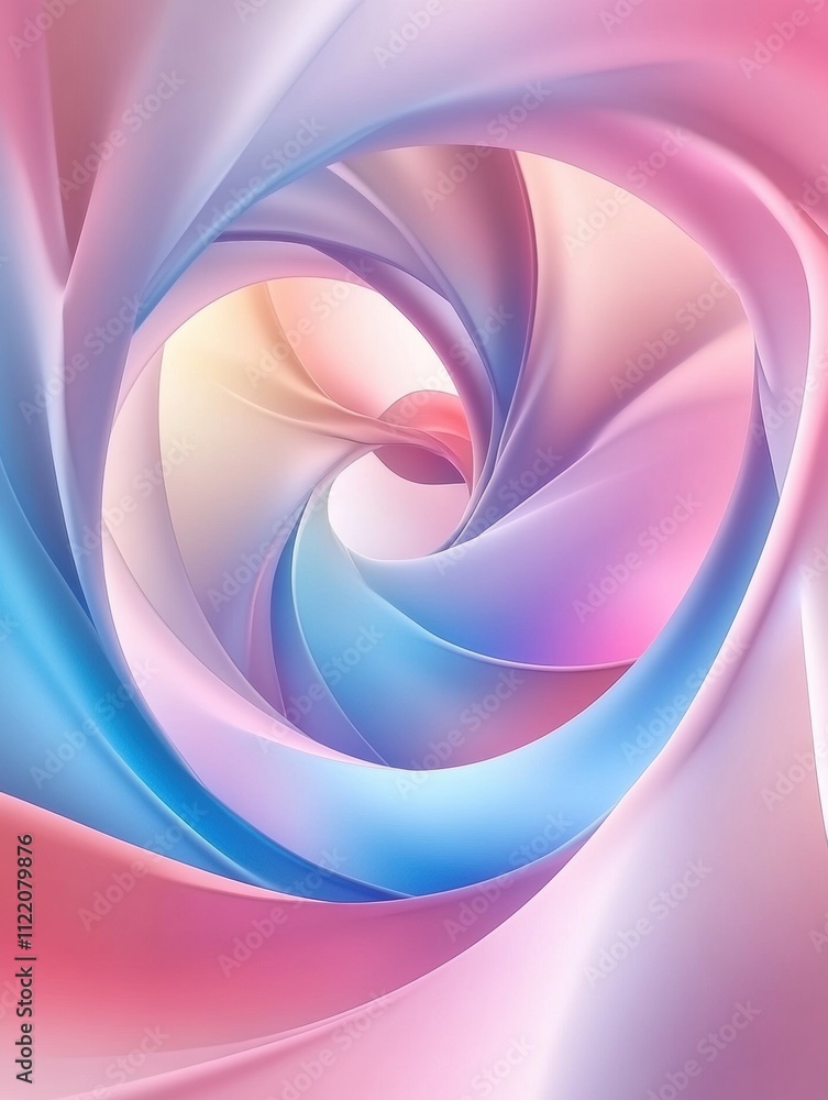 Aufkleber swirling forms create a vibrant 3d abstract representation, featuring soft pink and blue colors that