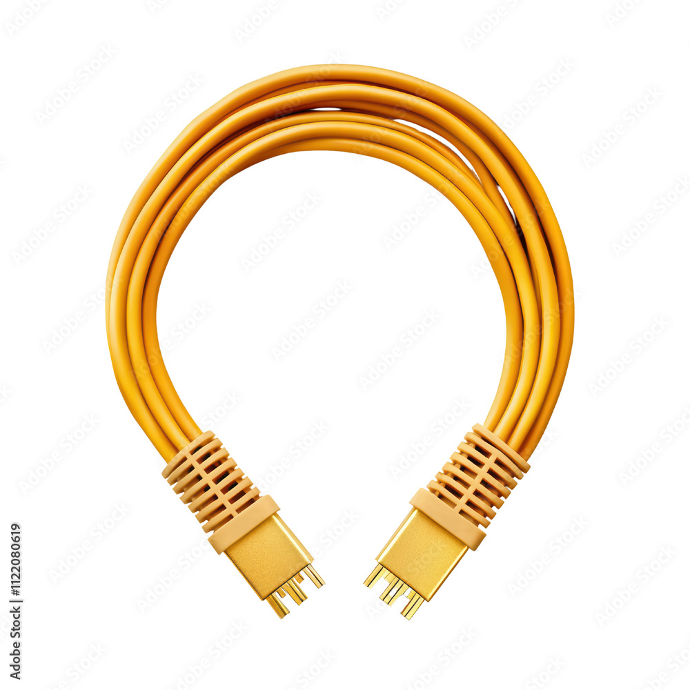 Aufkleber yellow electrical cable with connectors, ideal for various applications. this durable and flexible c