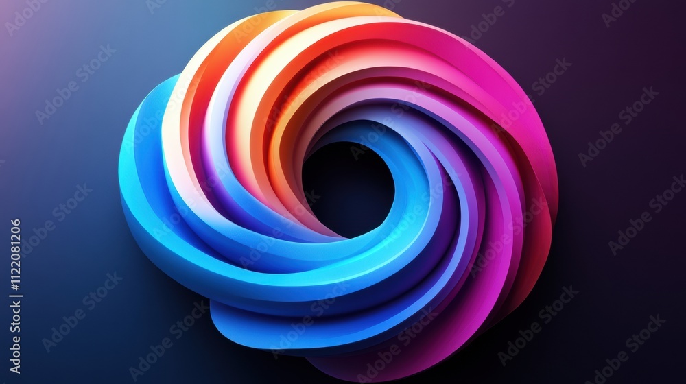 Poster vibrant 3d abstract design displays a swirling pattern of bold colors, ideal for branding and creati