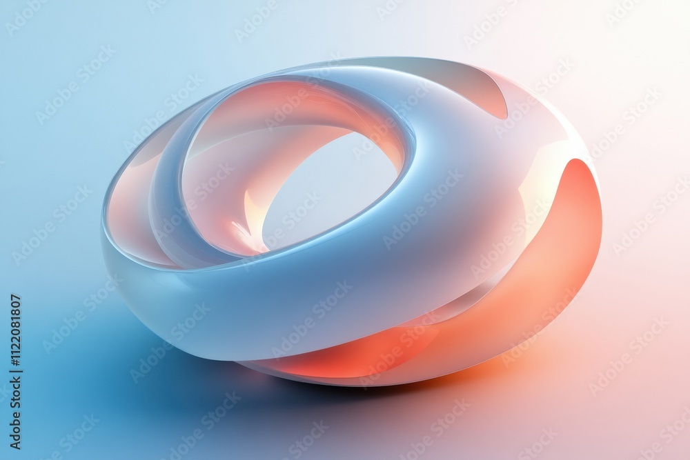Poster a vibrant 3d abstract shape with smooth curves, perfect for creative mockups and artistic projects. 