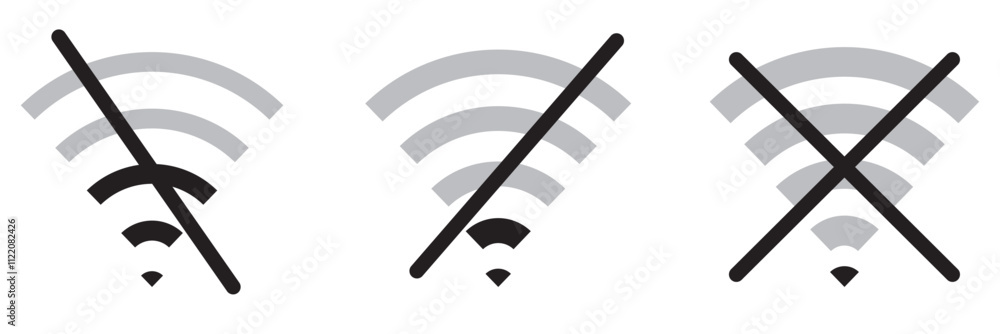 Poster no internet connection icon set. no wi-fi icon. no signal icon collections symbol sign, vector illus