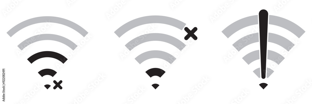 Poster disconnect wifi icon set collection. lost wireless connection symbol vector