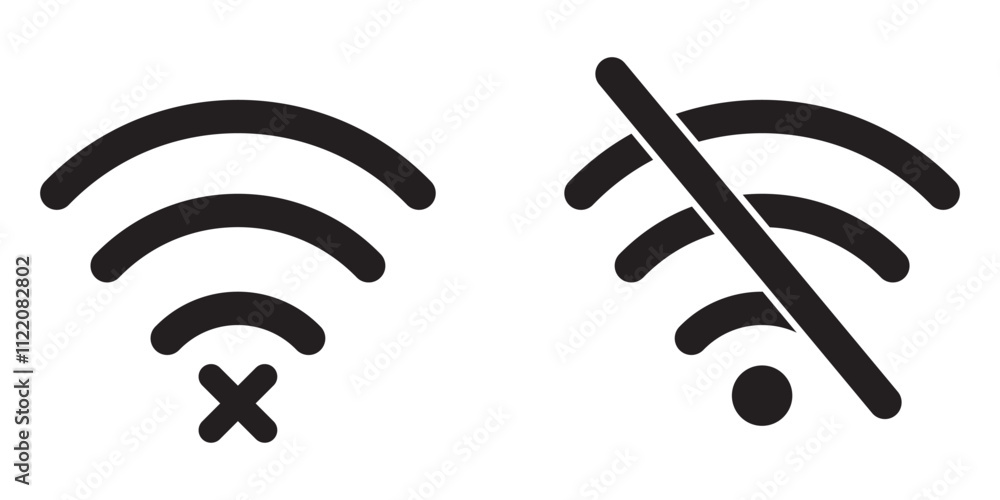Poster disconnect wifi icon set collection. lost wireless connection symbol vector