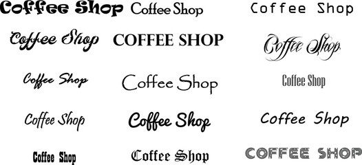 vector text Coffee Shop, illustration,  graphic, vector, design, cup, mug, vintage, cafe, sign, sketch, lettering, 