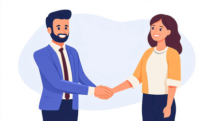 Fototapeta premium Happy business people shaking hands and looking at camera 