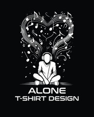 Naklejka premium Alone Vector T Shirt Design