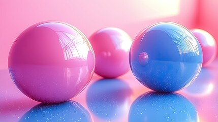 Pastel Pink and Blue 3D Forms with Soft Lighting for Beauty, Abstract Shapes, Modern Design