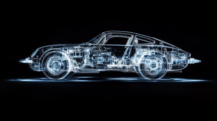 Naklejka premium a schematic representation of a car with its main internal parts illuminated