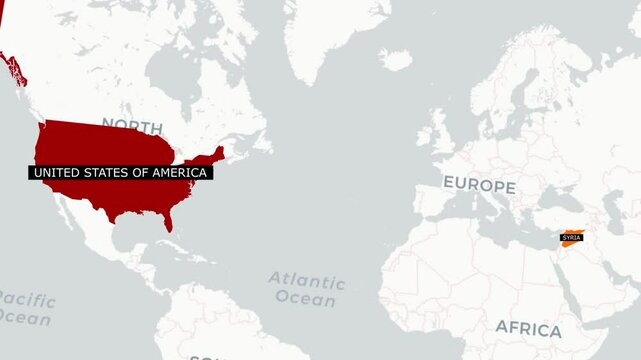 Geopolitical Map Highlighting syria and United States. Exploring the Details of the syria and United States  Map