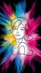 Fototapeta premium Beautiful woman line drawing girls abstract face one line art poster