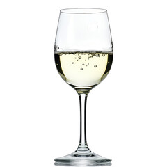 Fototapeta premium A glass of sparkling white wine with bubbles, showcasing elegance and celebration.