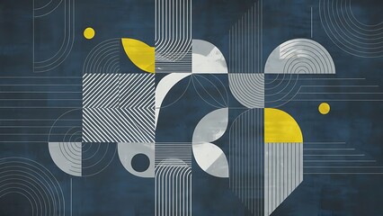 Mid-century abstract contemporary aesthetic background design set with geometric balance shapes. Abstract Art Design for prints, covers, wallpapers, wall art. Vector illustration