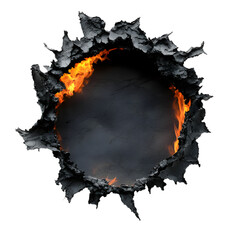A black hole with a hole in the middle and a bright orange flame in the center