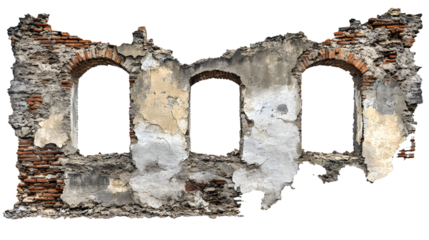 The image is of a wall with three arched windows