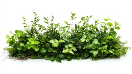 Obraz premium Plant arrangement featuring green twigs isolated on a white backdrop